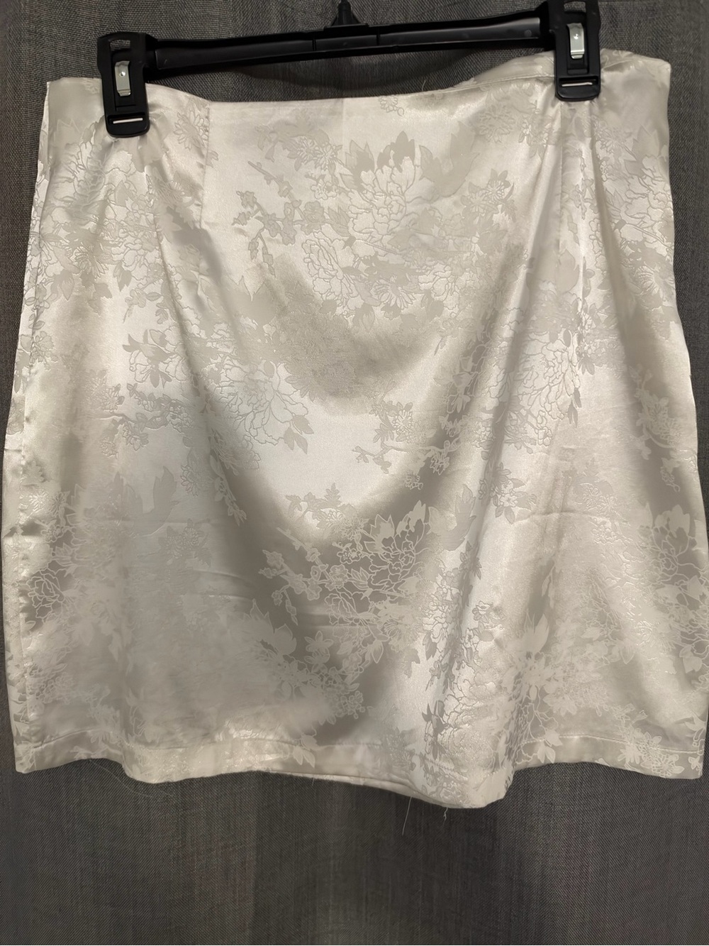 Satin Floral Skirt in Ivory